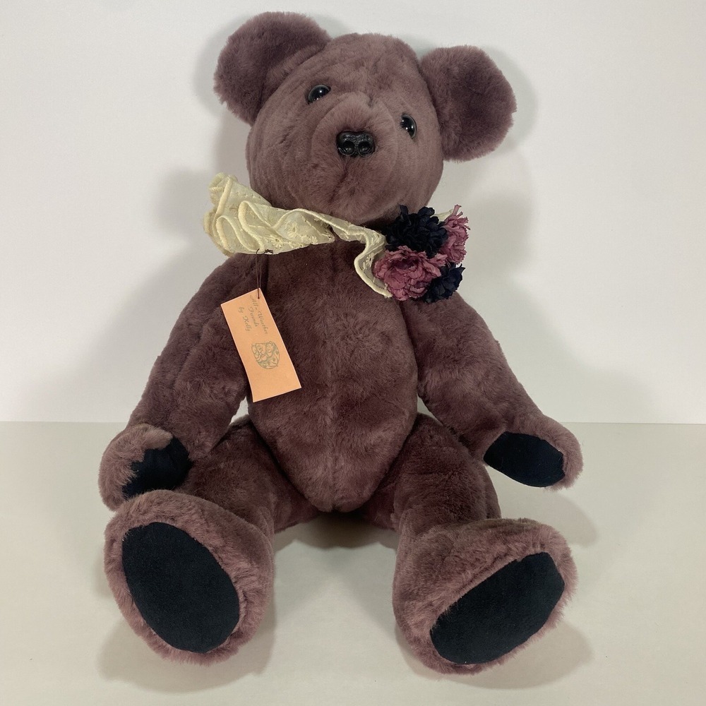 Vintage All Weather Friends By Kelly Bear Purple Jointed 1980s Handmade Plush